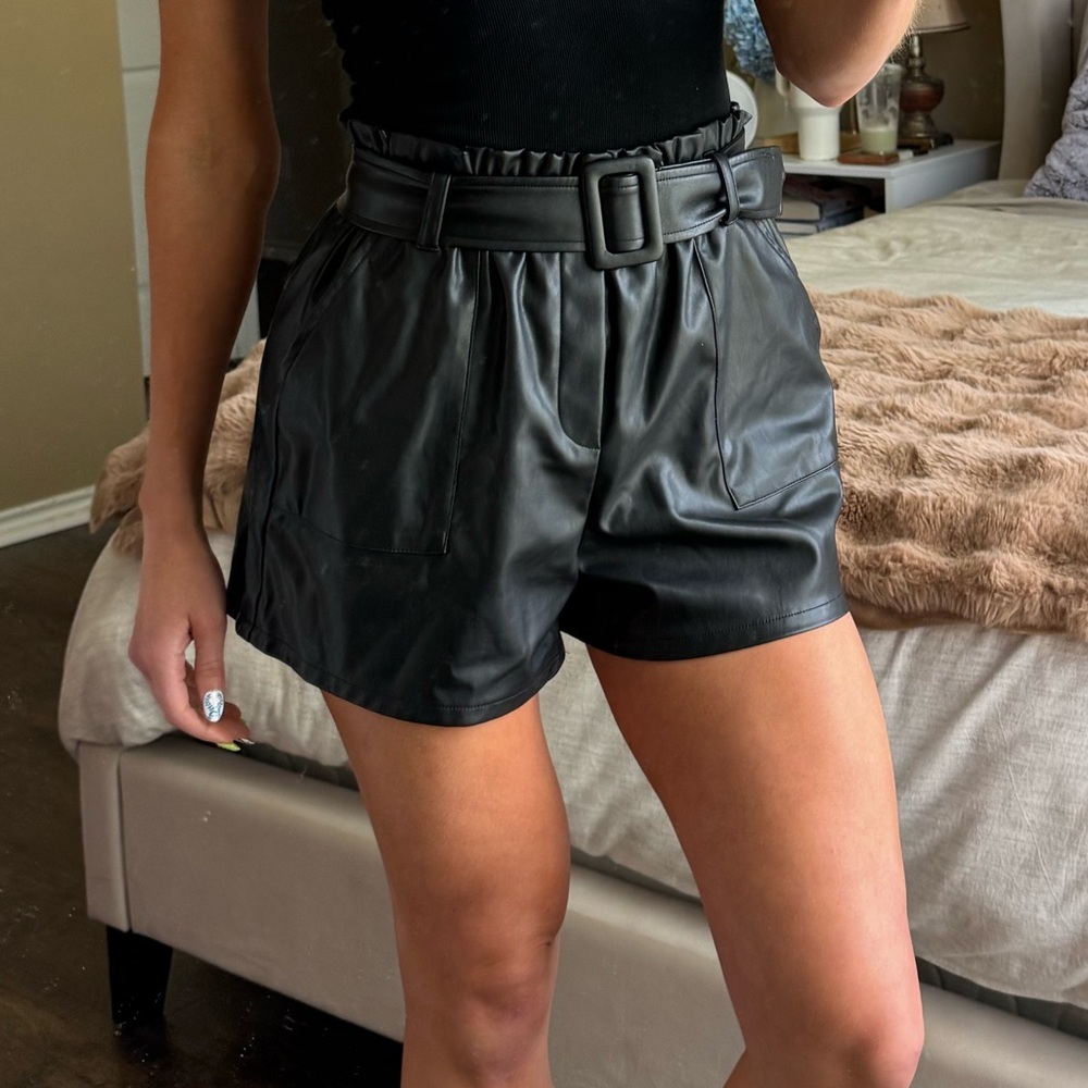 Windsor Black Faux Leather Shorts